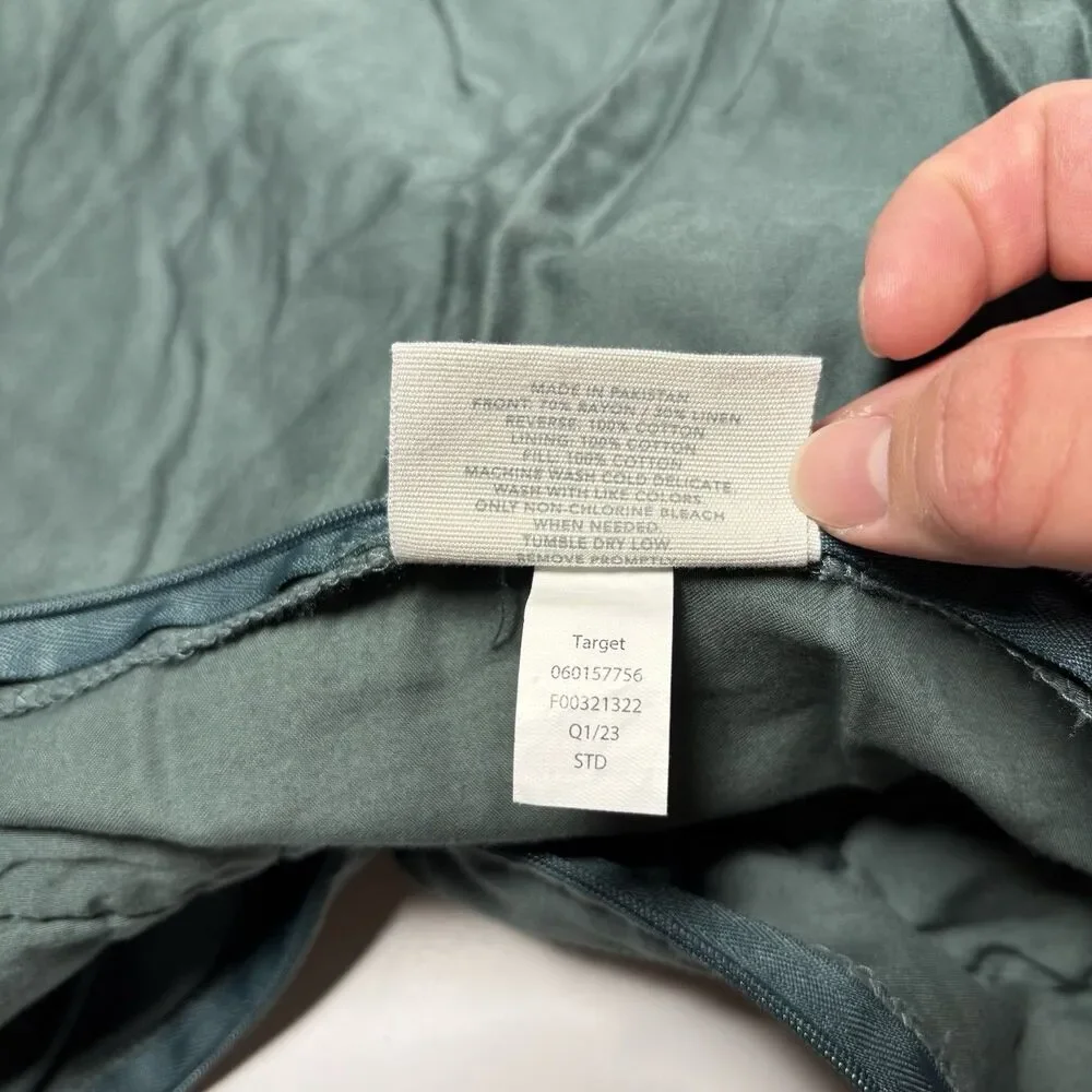 Casaluna Heavyweight Linen Cotton Blend Set Of 2 Sham Standard Size Teal Green